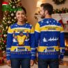 Los Angeles Rams Custom Name And Number Santa Sleigh Ugly Christmas Sweater 1 los angeles rams custom name and number santa sleigh ugly christmas sweater