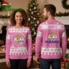 Los Angeles Rams Custom Name Christmas Logo Pink Ugly Christmas Sweater 2 los angeles rams custom name christmas logo pink ugly christmas sweater