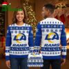 Los Angeles Rams Large LA Logo Snowflake Ugly Christmas Sweater 1 los angeles rams large la logo snowflake ugly christmas sweater