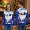 Los Angeles Rams Logo Snowflake Forest Ugly Christmas Sweater 1 los angeles rams logo snowflake forest ugly christmas sweater
