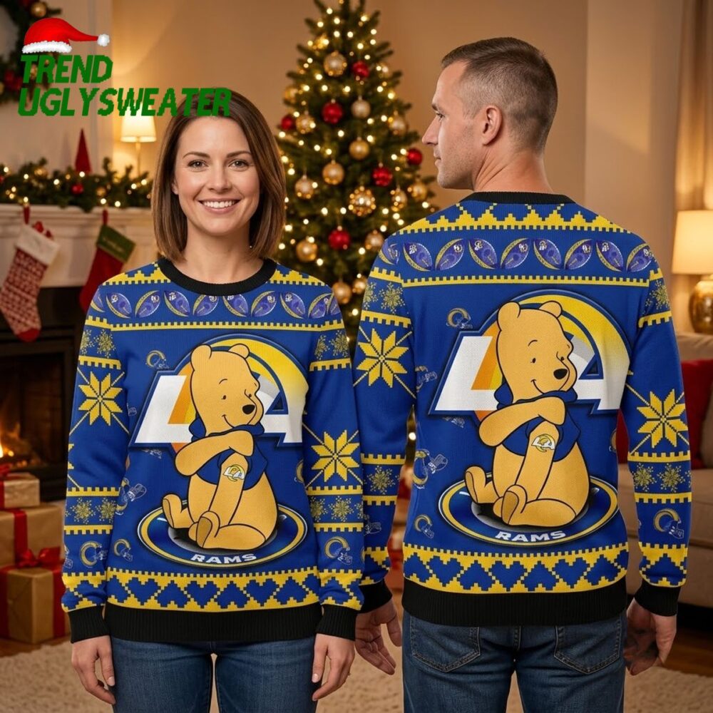 los angeles rams winnie the pooh dabbing ugly christmas sweater