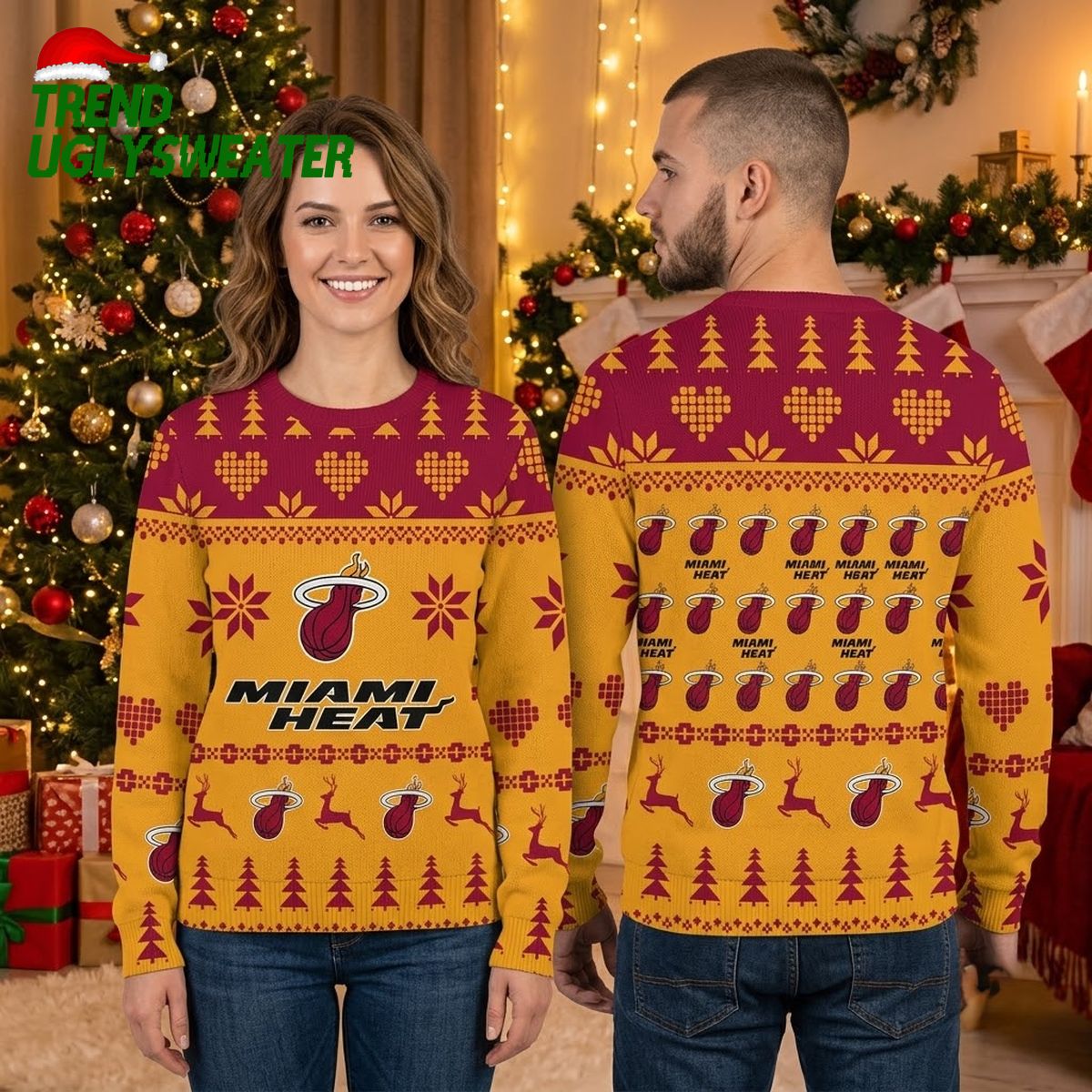miami heat basketball logo christmas tree pattern ugly christmas sweater miami heat basketball logo christmas tree pattern ugly christmas sweater