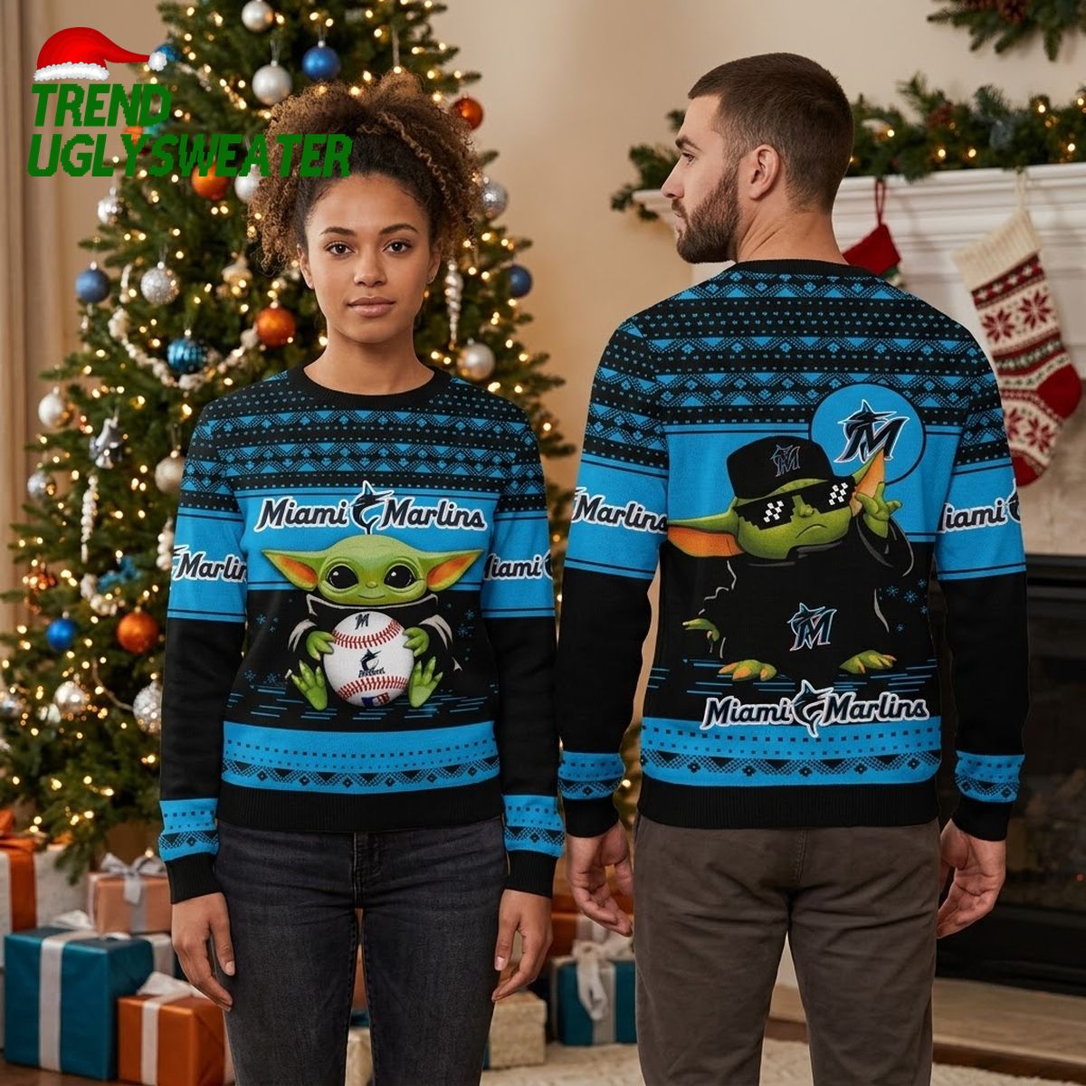 miami marlins baby yoda holding baseball ugly christmas sweater miami marlins baby yoda holding baseball ugly christmas sweater