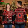 Miami Marlins Red And Black Patchwork Ugly Christmas Sweater 2 miami marlins red and black patchwork ugly christmas sweater