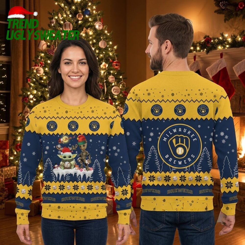 milwaukee brewers festive christmas tree ugly christmas sweater