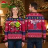 minnesota twins grinch and groot santa hat ugly christmas sweater