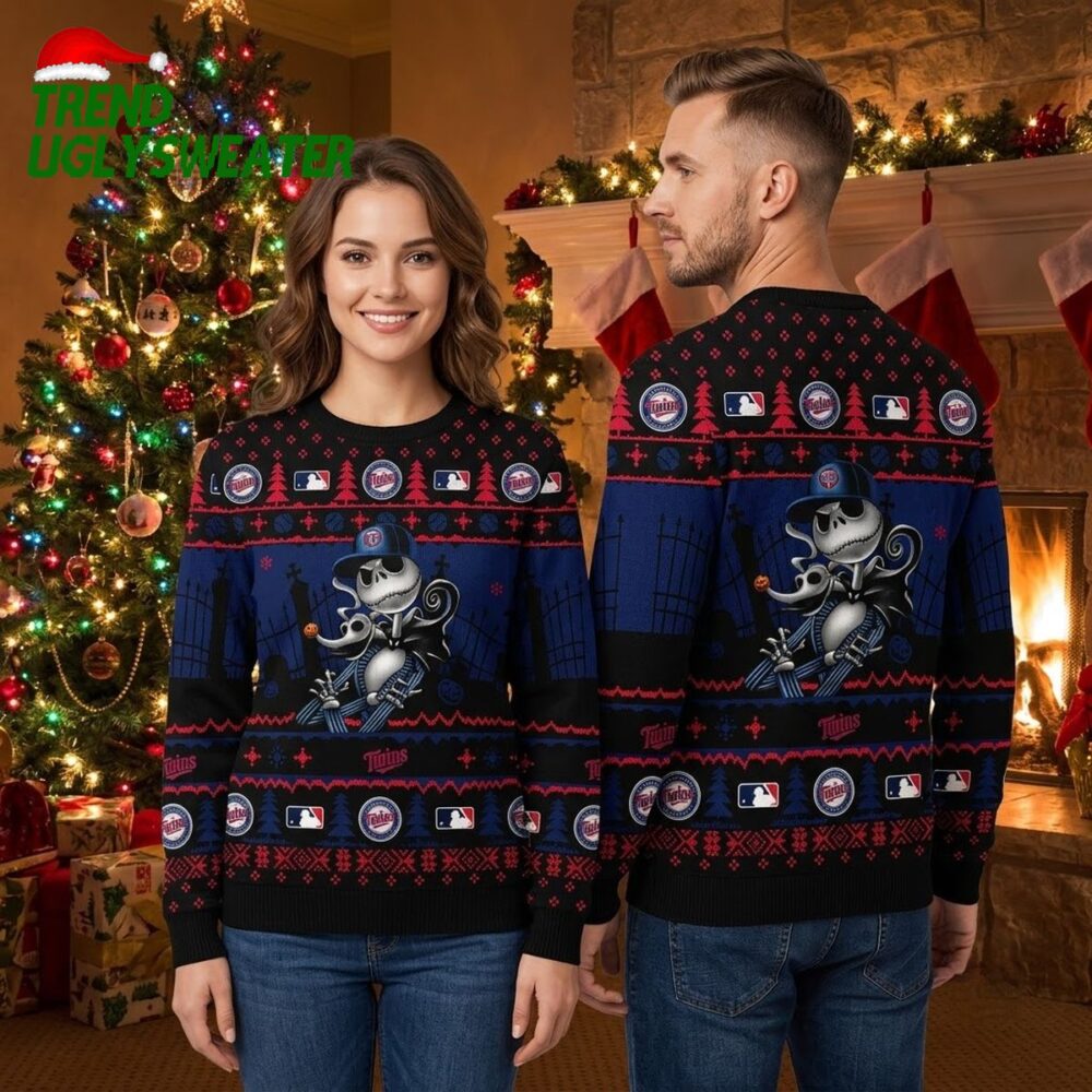 minnesota twins jack skellington ugly christmas sweater