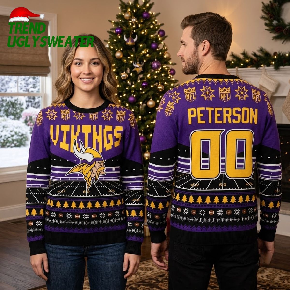 minnesota vikings football field mascot personalized custom name and number ugly christmas minnesota vikings football field mascot personalized custom name and number ugly christmas