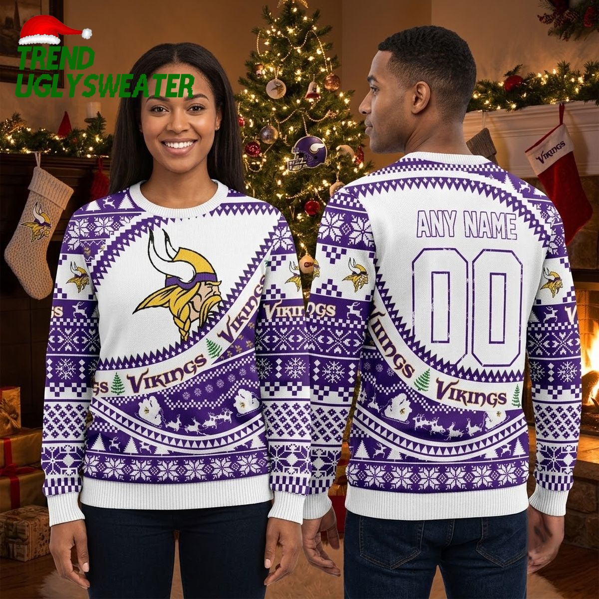 minnesota vikings norse mascot custom name and number ugly christmas sweater minnesota vikings norse mascot custom name and number ugly christmas sweater