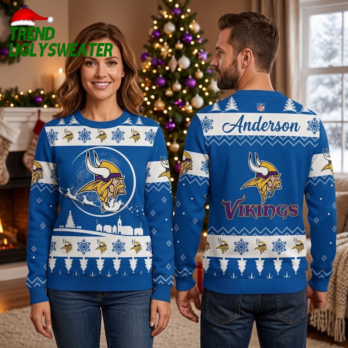 minnesota vikings norseman mascot custom name ugly christmas sweater minnesota vikings norseman mascot custom name ugly christmas sweater