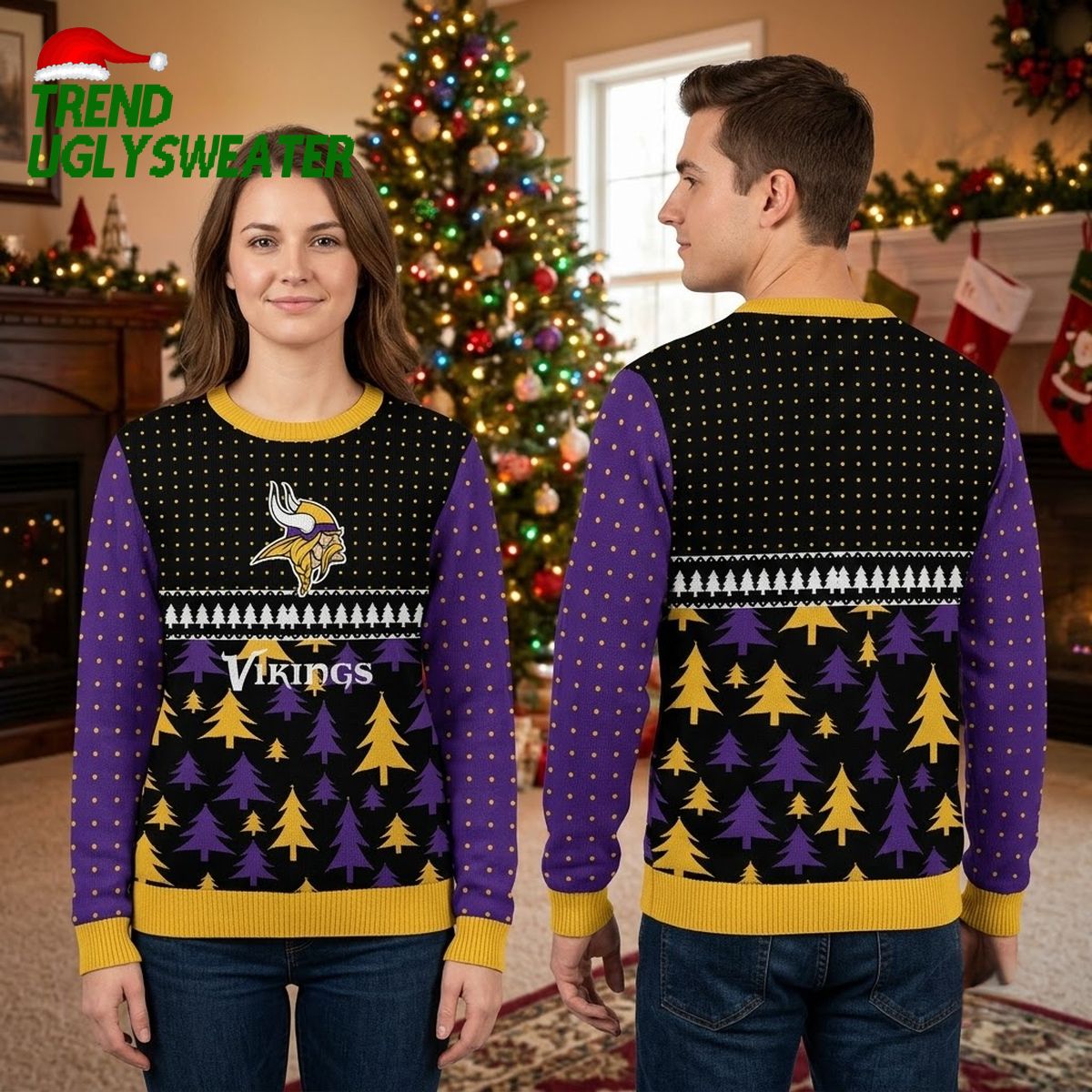 minnesota vikings reindeer logo christmas trees ugly christmas sweater minnesota vikings reindeer logo christmas trees ugly christmas sweater
