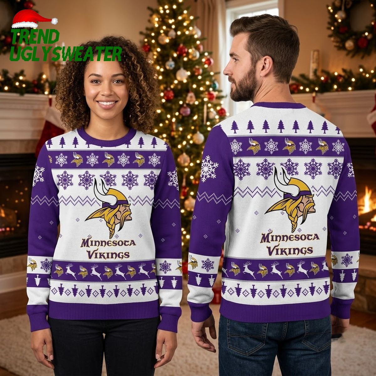 minnesota vikings viking logo and snowflake pattern ugly christmas sweater minnesota vikings viking logo and snowflake pattern ugly christmas sweater