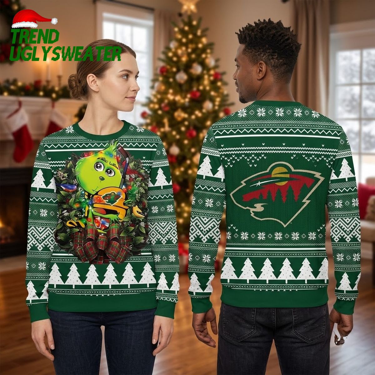 minnesota wild grinch hug ugly christmas sweater minnesota wild grinch hug ugly christmas sweater