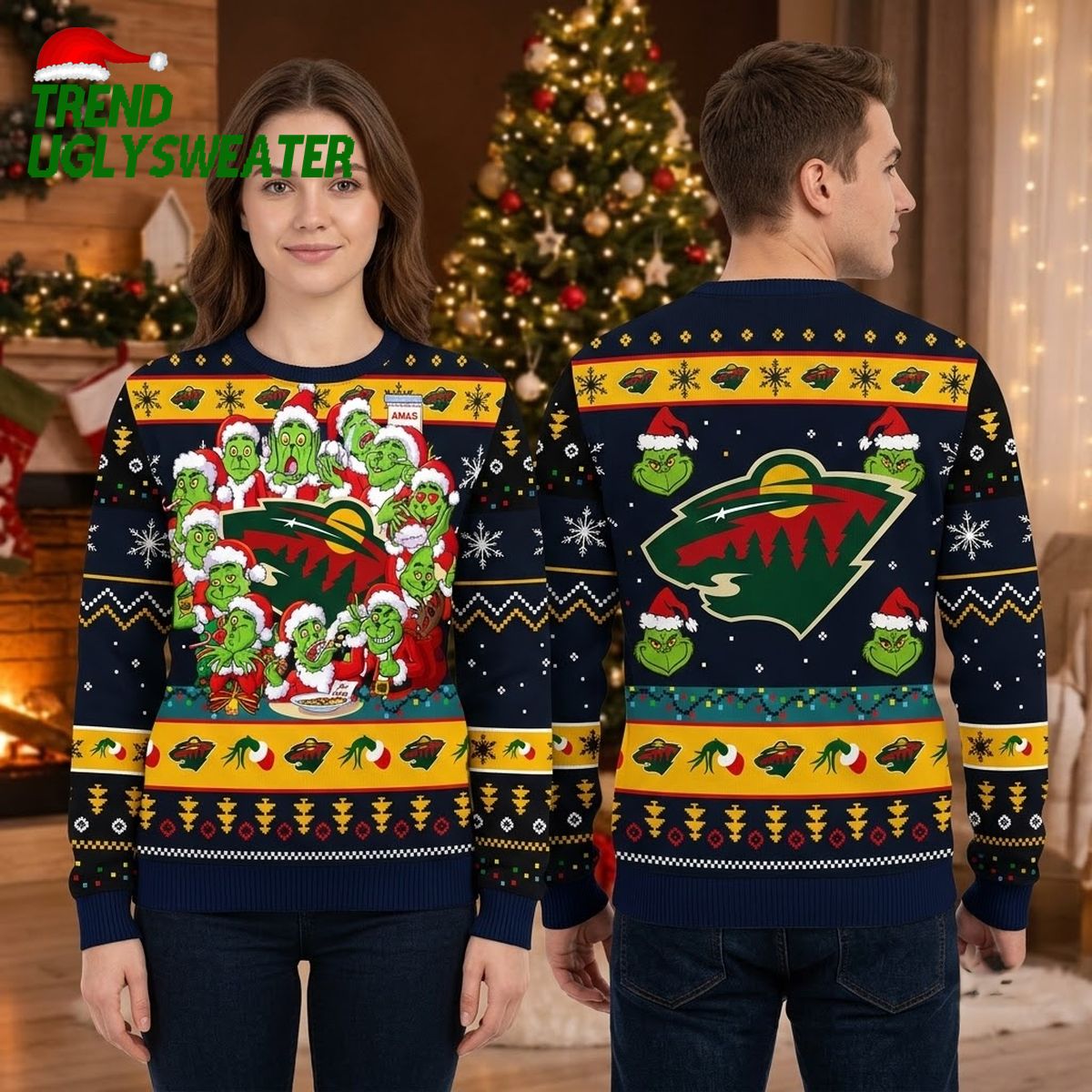 minnesota wild grinch santa group ugly christmas sweater minnesota wild grinch santa group ugly christmas sweater