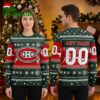 montreal canadiens logo snowflake personalized custom name and number ugly christmas sweat