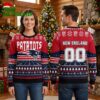 New England Patriots Football Field Custom Number Ugly Christmas Sweater 1 new england patriots football field custom number ugly christmas sweater