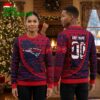 new england patriots logo custom name and number ugly christmas sweater