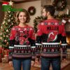 new jersey devils santa hat hockey mascot custom name ugly christmas sweater