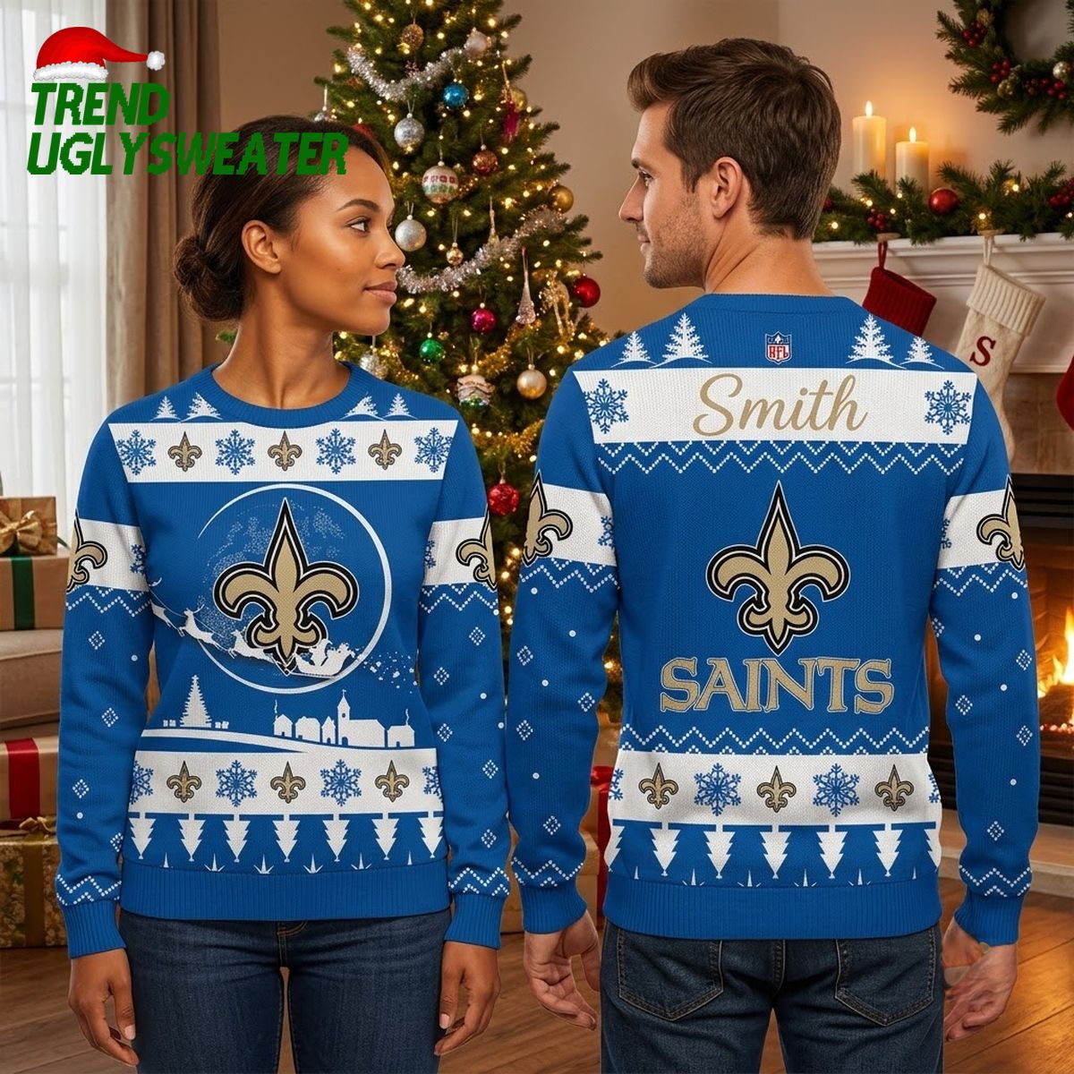new orleans saints fleur de lis custom name holiday gift for saints fans ugly christmas sw new orleans saints fleur de lis custom name holiday gift for saints fans ugly christmas sw