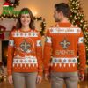 New Orleans Saints Fleur De Lis Custom Name Orange Ugly Christmas Sweater 2 new orleans saints fleur de lis custom name orange ugly christmas sweater