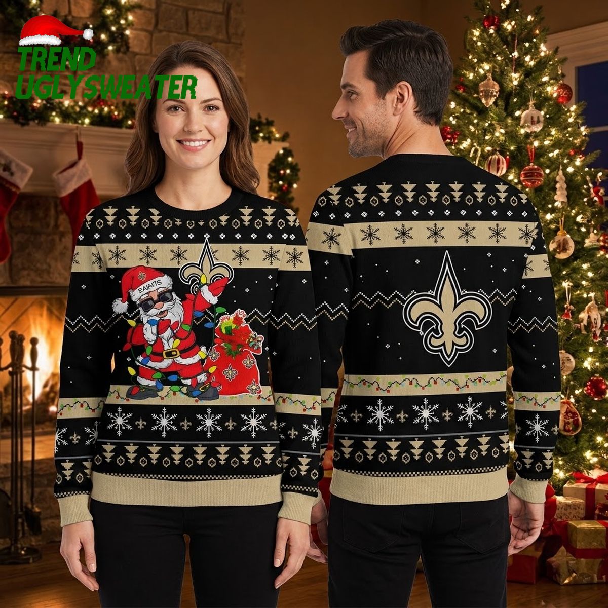 new orleans saints santa claus fleur de lis ugly christmas sweater new orleans saints santa claus fleur de lis ugly christmas sweater