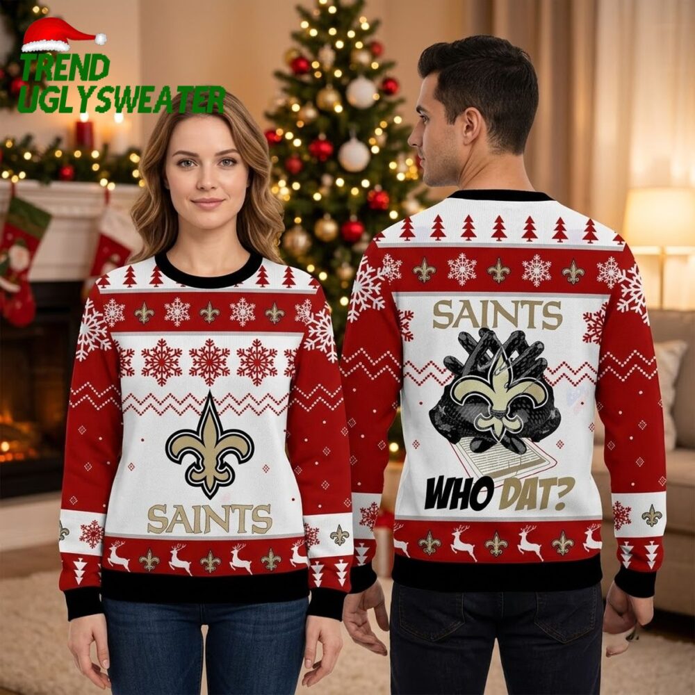 new orleans saints who dat fleur de lis ugly christmas sweater