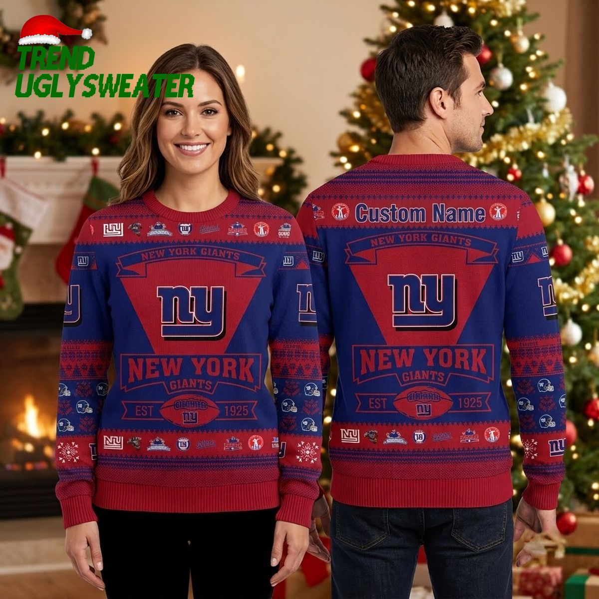new york giants custom name football ugly christmas sweater new york giants custom name football ugly christmas sweater