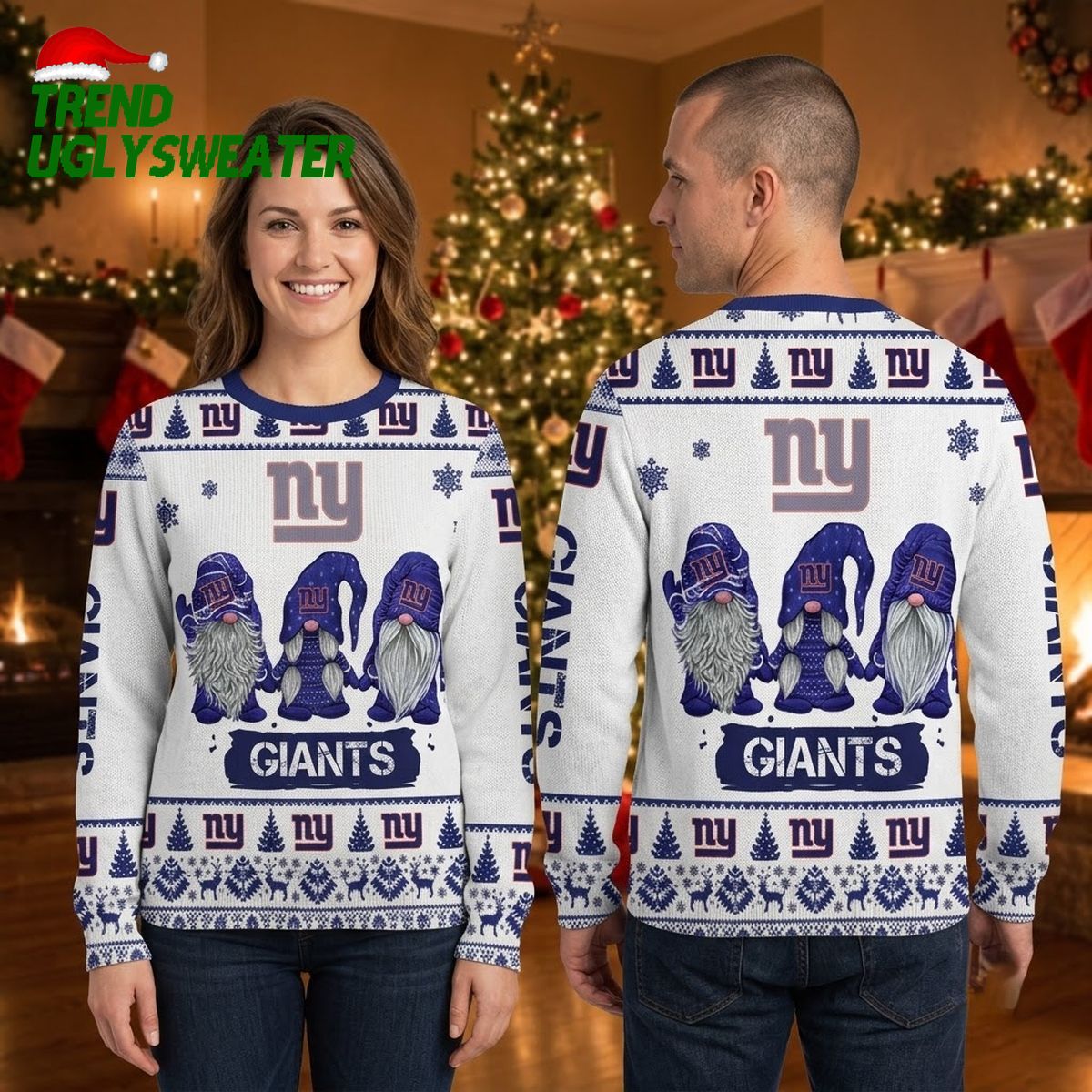 new york giants gnome trio ugly christmas sweater new york giants gnome trio ugly christmas sweater
