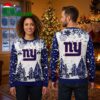 New York Giants Logo Snowflake And Winter Forest Ugly Christmas Sweater 1 new york giants logo snowflake and winter forest ugly christmas sweater