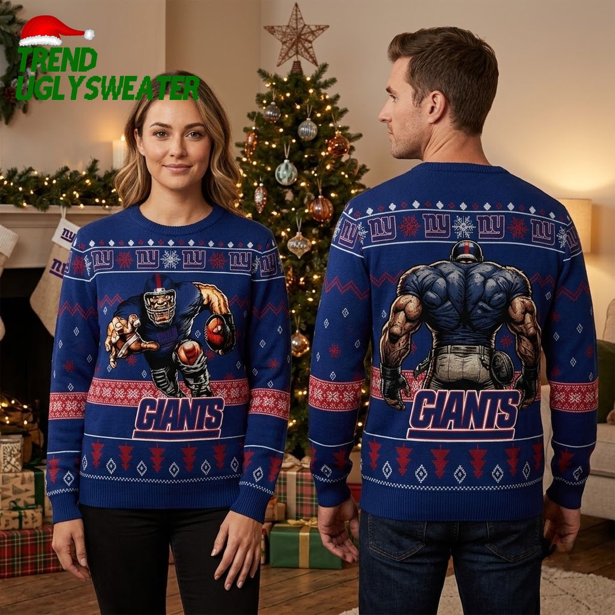 new york giants rushing football player ugly christmas sweater new york giants rushing football player ugly christmas sweater