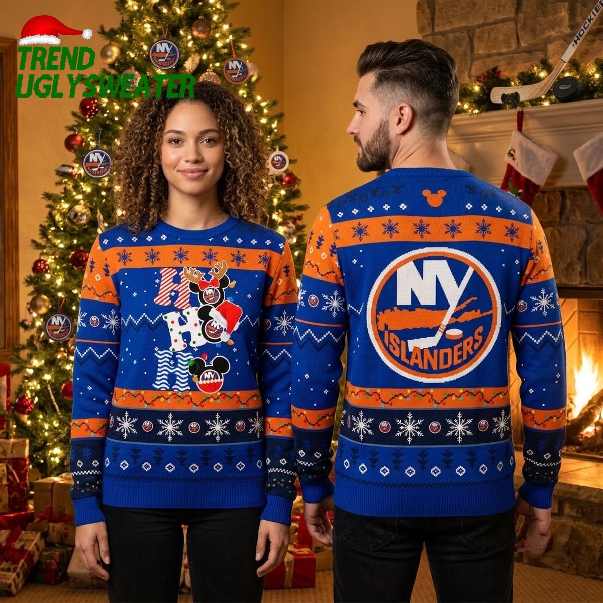 new york islanders christmas character trio ugly christmas sweater new york islanders christmas character trio ugly christmas sweater