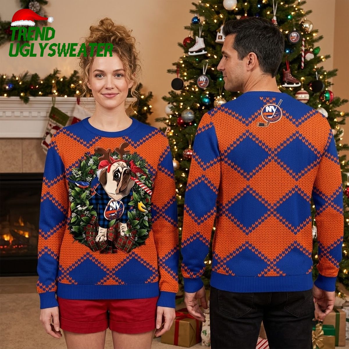new york islanders pub dog reindeer ugly christmas sweater new york islanders pub dog reindeer ugly christmas sweater