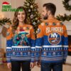 New York Islanders Santa Hat Hockey Mascot Custom Name Ugly Christmas Sweater 2 new york islanders santa hat hockey mascot custom name ugly christmas sweater