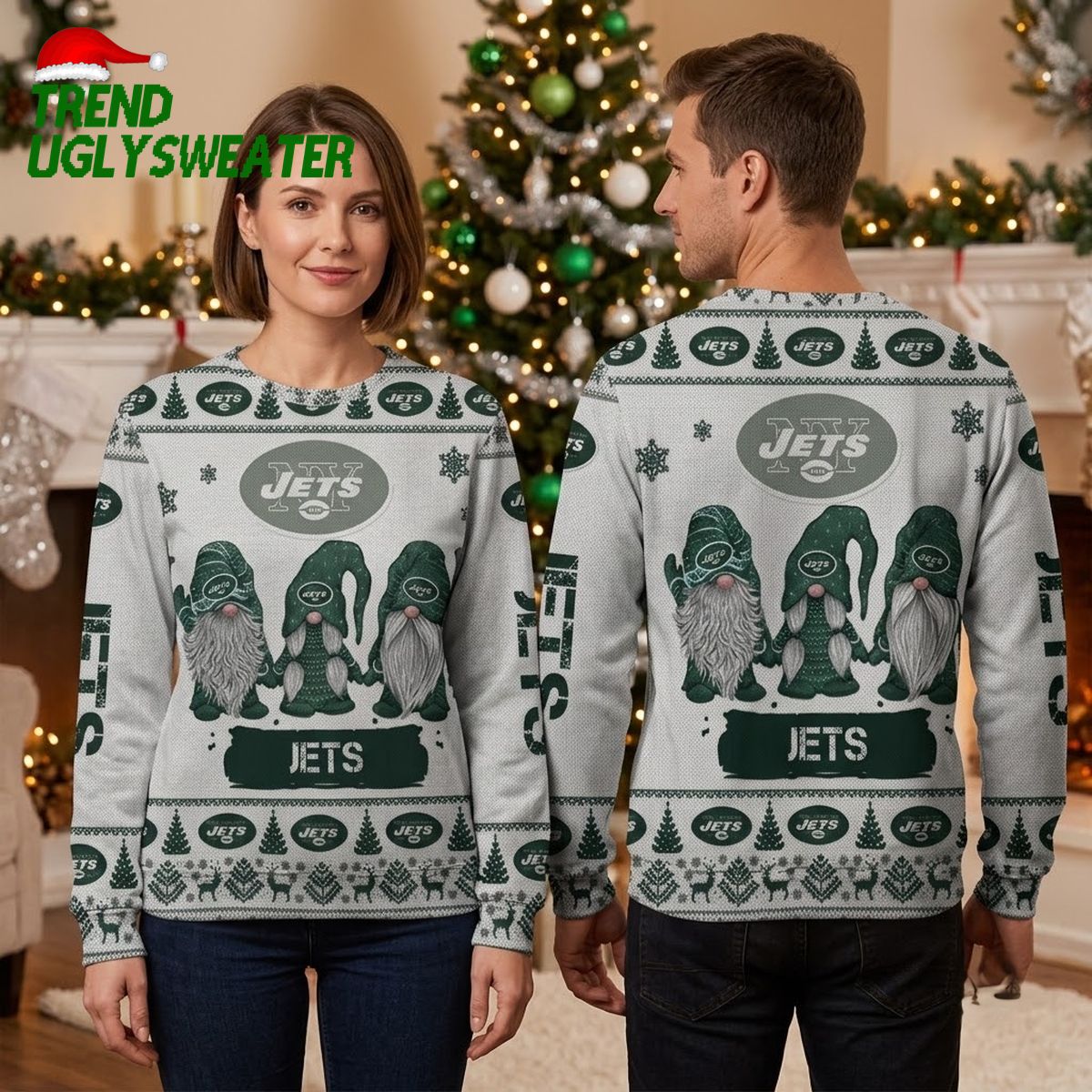 new york jets christmas gnome trio ugly christmas sweater new york jets christmas gnome trio ugly christmas sweater