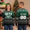 New York Jets Custom Name And Number Football Field Ugly Christmas Sweater 1 new york jets custom name and number football field ugly christmas sweater