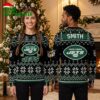 New York Jets Custom Name Snowflake Ugly Christmas Sweater 2 new york jets custom name snowflake ugly christmas sweater