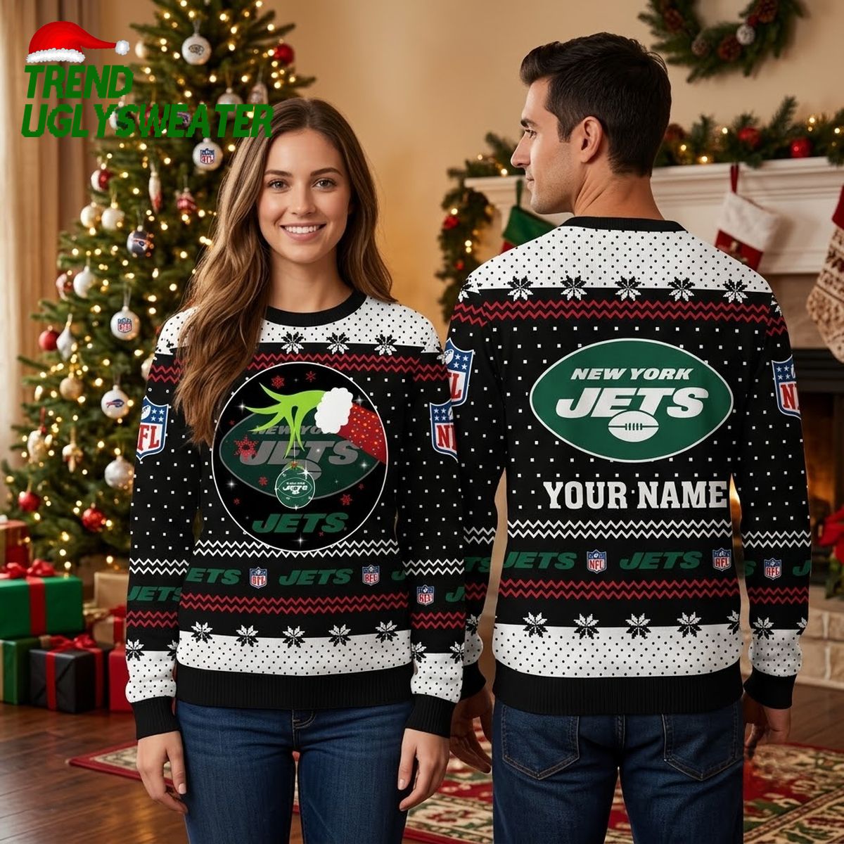 new york jets grinch hands personalized ugly christmas sweater new york jets grinch hands personalized ugly christmas sweater