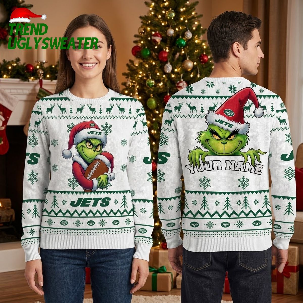 new york jets grinch santa hats ugly christmas sweater new york jets grinch santa hats ugly christmas sweater