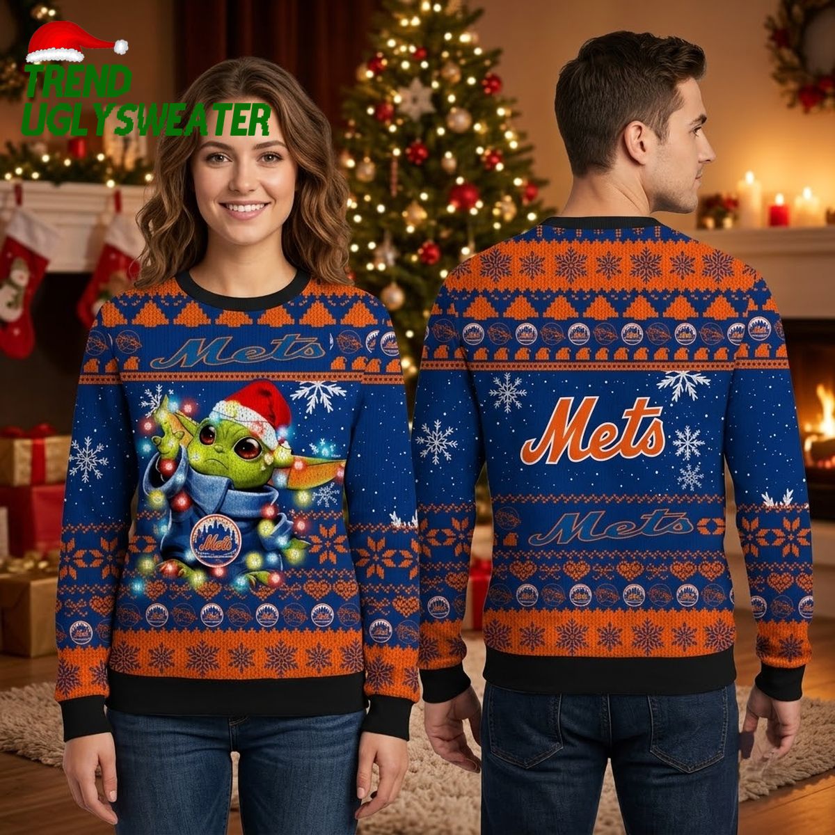 new york mets baby yoda christmas lights navy blue and orange ugly christmas sweater new york mets baby yoda christmas lights navy blue and orange ugly christmas sweater