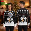 new york mets snoopy and woodstock playing baseball black ugly christmas sweater