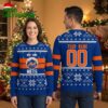 new york mets snowflake pattern personalized name and number ugly christmas sweater
