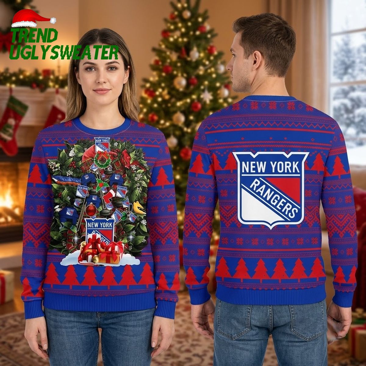 new york rangers big christmas tree hockey gear ugly christmas sweater new york rangers big christmas tree hockey gear ugly christmas sweater