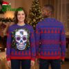 new york rangers floral sugar skull ugly christmas sweater