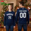 New York Yankees Custom Name And Number Jersey Style Ugly Christmas Sweater 1 new york yankees custom name and number jersey style ugly christmas sweater