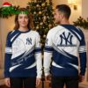 New York Yankees Diagonal Logo Custom Name Ugly Christmas Sweater 2 new york yankees diagonal logo custom name ugly christmas sweater