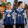 new york yankees sleek arrow custom name navy blue ugly christmas sweater