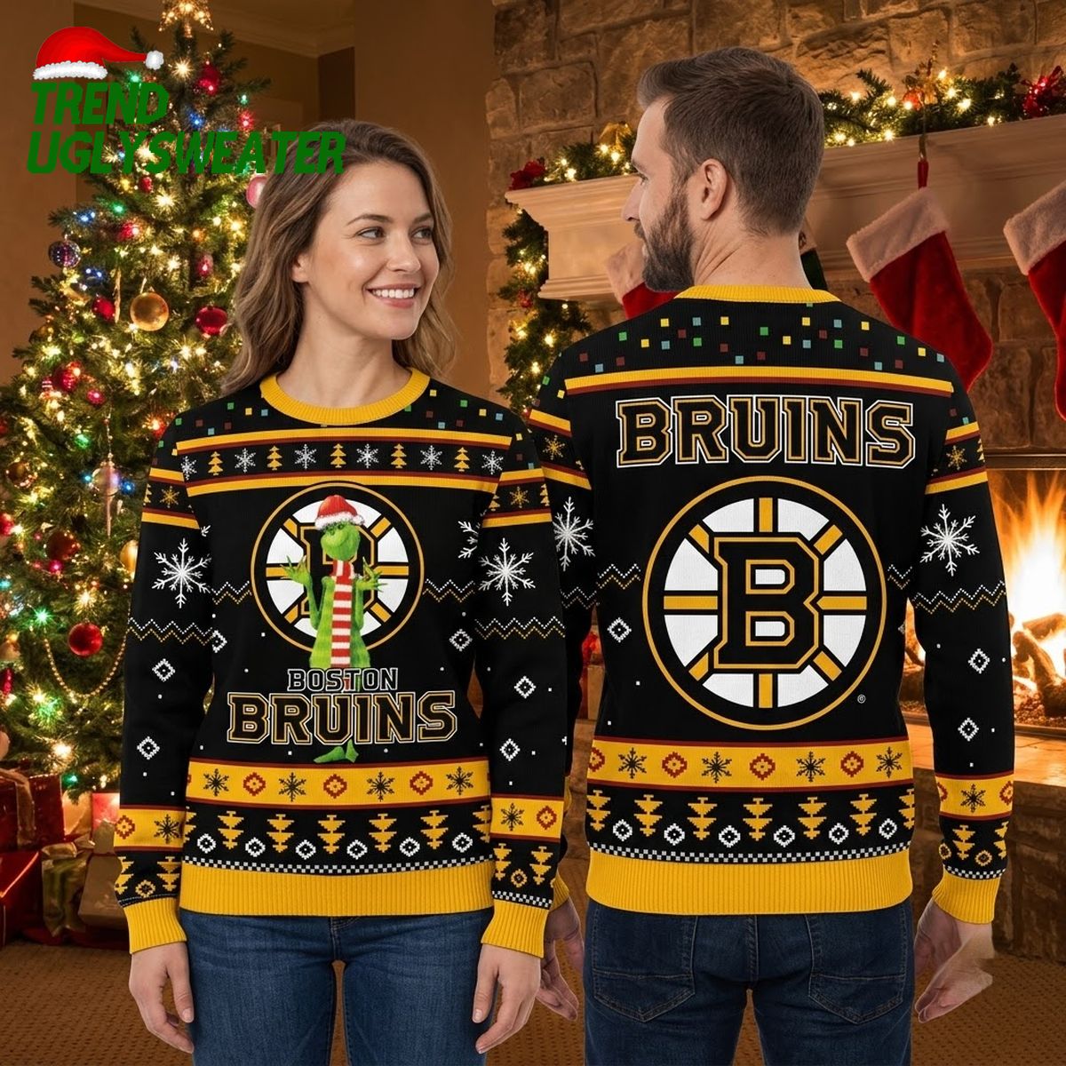 nhl boston bruins christmas ugly sweater print funny grinch gift for hockey fans nhl boston bruins christmas ugly sweater print funny grinch gift for hockey fans