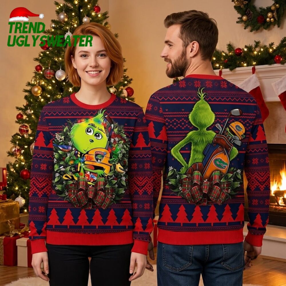 nhl florida panthers christmas ugly sweater grinch hug xmas gift for hockey fans