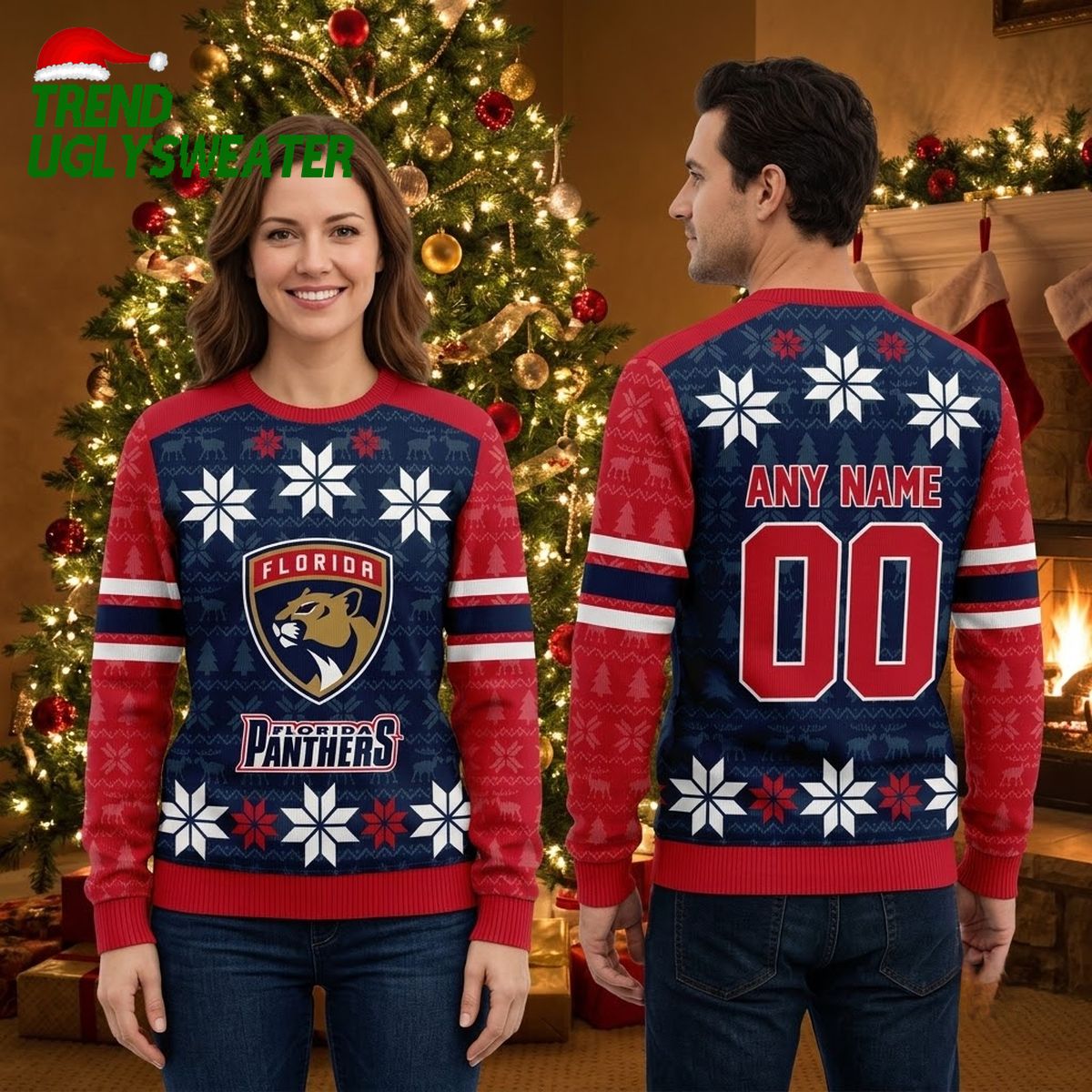 nhl florida panthers hockey snow christmas ugly sweater nhl florida panthers hockey snow christmas ugly sweater