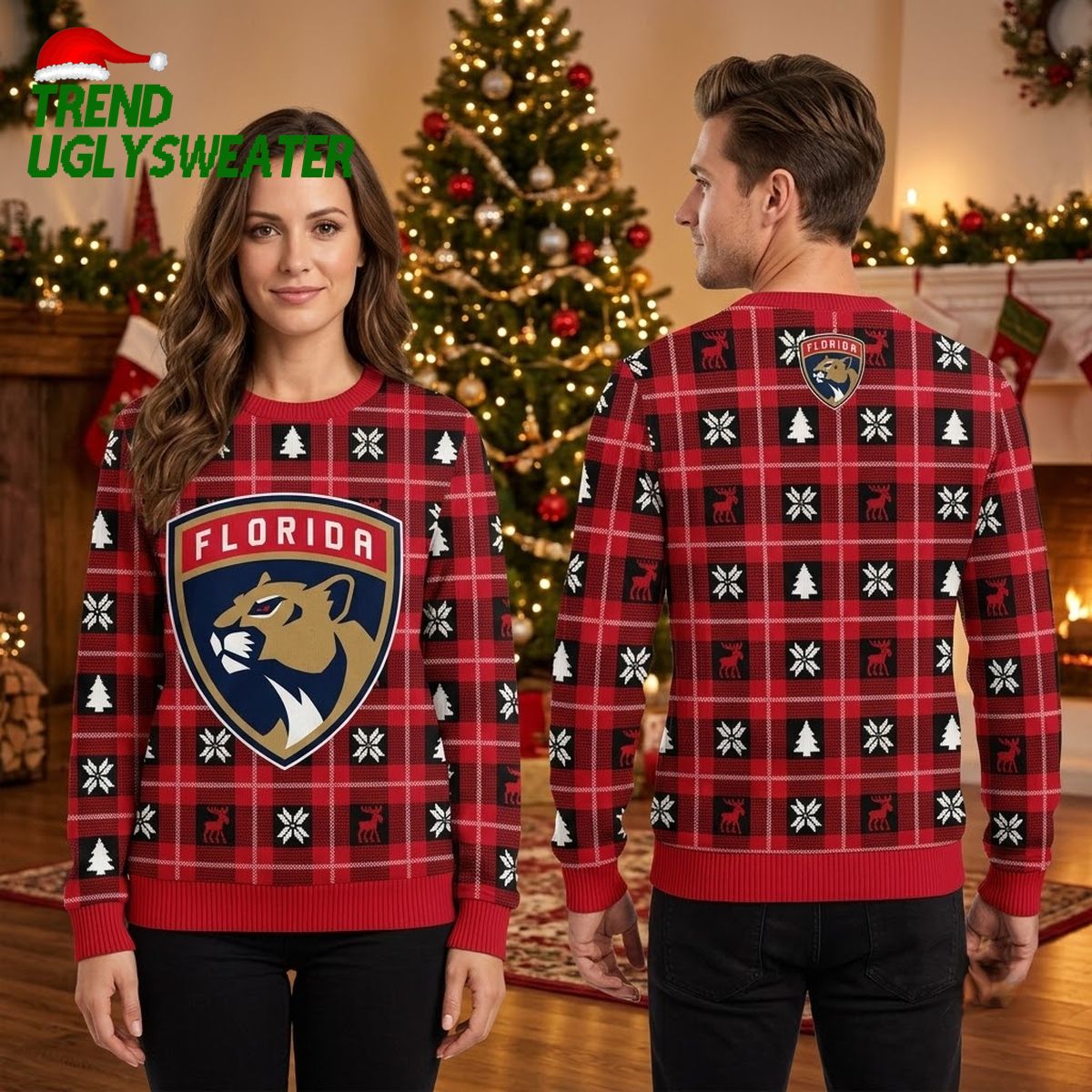 nhl florida panthers personalized snow tree ugly christmas sweater nhl florida panthers personalized snow tree ugly christmas sweater